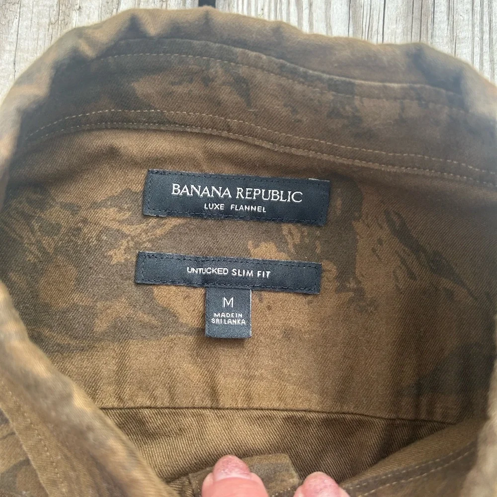 Banana Republic Men's Brown Mountain Untucked Slim Fit Flannel‎ Shirt SIZE M